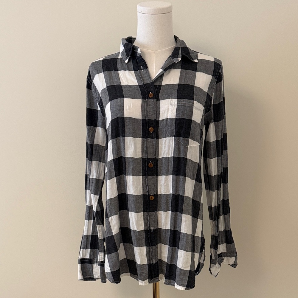 J. Crew Black and White Plaid Button Down Shirt